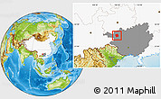 Physical Location Map of Lingyun, highlighted country, highlighted parent region