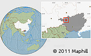 Savanna Style Location Map of Lingyun, highlighted country, highlighted parent region, hill shading