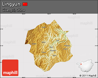 Physical Map of Lingyun, cropped outside