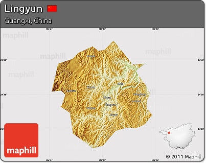 Physical Map of Lingyun, cropped outside