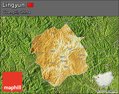 Physical Map of Lingyun, satellite outside