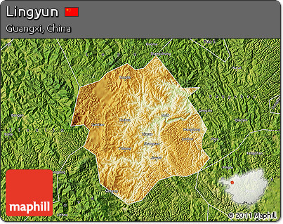 Physical Map of Lingyun, satellite outside