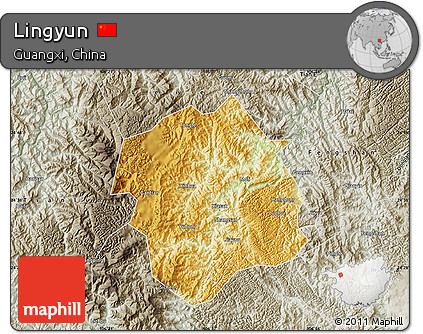 Physical Map of Lingyun, semi-desaturated