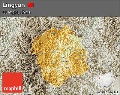 Physical Map of Lingyun, semi-desaturated