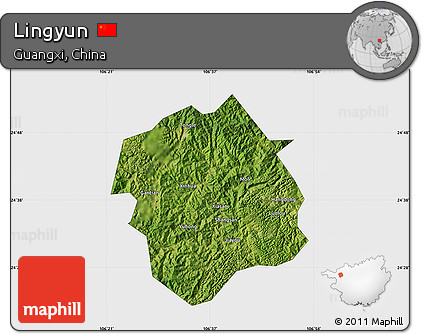 Satellite Map of Lingyun, single color outside