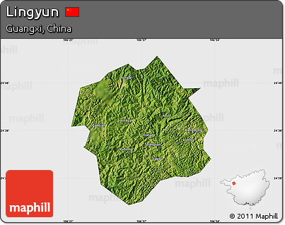 Satellite Map of Lingyun, single color outside