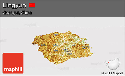 Physical Panoramic Map of Lingyun, cropped outside