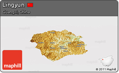 Physical Panoramic Map of Lingyun, cropped outside