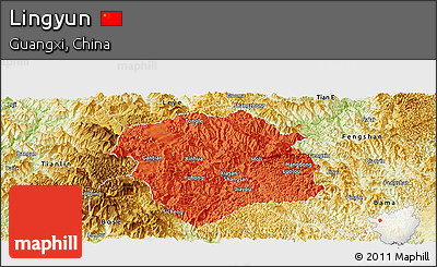 Political Panoramic Map of Lingyun, physical outside