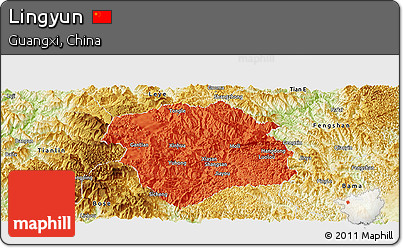 Political Panoramic Map of Lingyun, physical outside