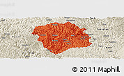 Political Panoramic Map of Lingyun, shaded relief outside