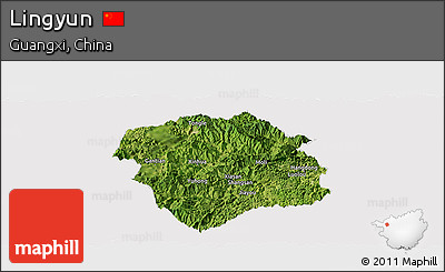 Satellite Panoramic Map of Lingyun, cropped outside