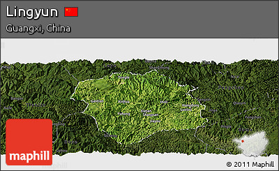 Satellite Panoramic Map of Lingyun, darken