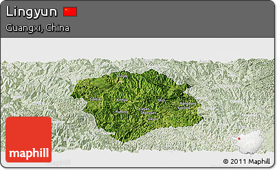 Satellite Panoramic Map of Lingyun, lighten