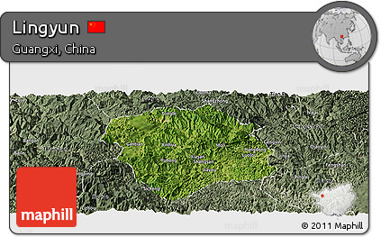 Satellite Panoramic Map of Lingyun, semi-desaturated