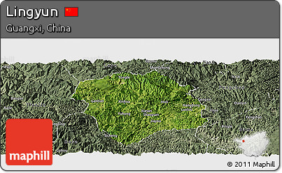 Satellite Panoramic Map of Lingyun, semi-desaturated