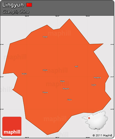 Political Simple Map of Lingyun, cropped outside