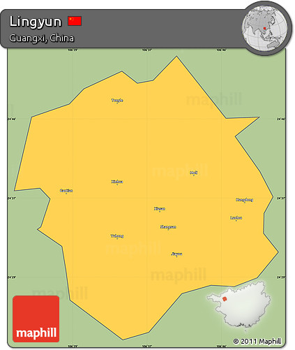 Savanna Style Simple Map of Lingyun, cropped outside