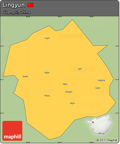 Savanna Style Simple Map of Lingyun, cropped outside