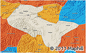 Shaded Relief 3D Map of Liujiang, political outside