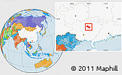 Political Location Map of Liujiang, highlighted country