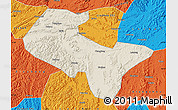 Shaded Relief Map of Liujiang, political outside
