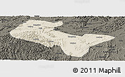 Shaded Relief Panoramic Map of Liujiang, darken