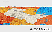 Shaded Relief Panoramic Map of Liujiang, political outside
