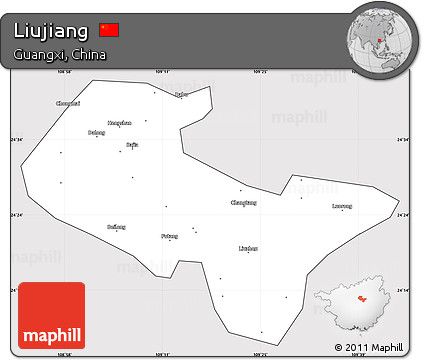 Silver Style Simple Map of Liujiang, cropped outside