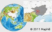 Physical Location Map of Long An, highlighted country, highlighted parent region