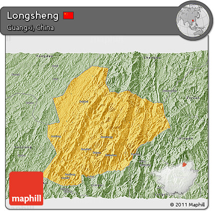 Savanna Style 3D Map of Longsheng