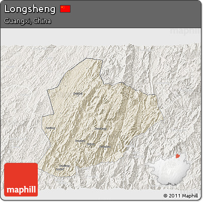 Shaded Relief 3D Map of Longsheng, lighten