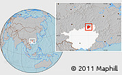 Gray Location Map of Longsheng, highlighted parent region, hill shading
