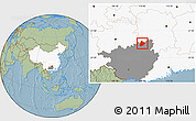 Savanna Style Location Map of Longsheng, highlighted country, highlighted parent region, hill shading
