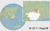Savanna Style Location Map of Longsheng, highlighted parent region, hill shading
