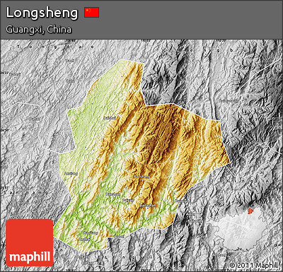 Physical Map of Longsheng, desaturated