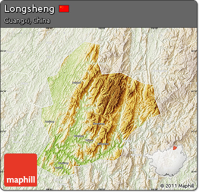 Physical Map of Longsheng, lighten