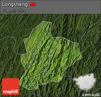 Satellite Map of Longsheng, darken