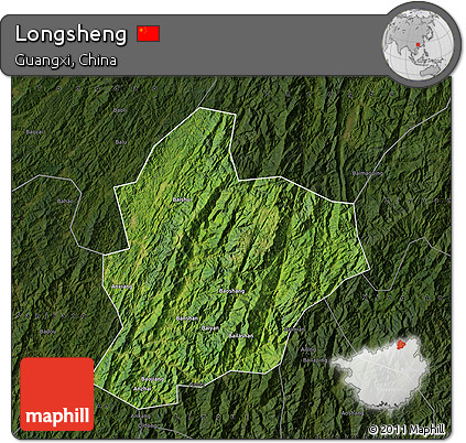 Satellite Map of Longsheng, darken