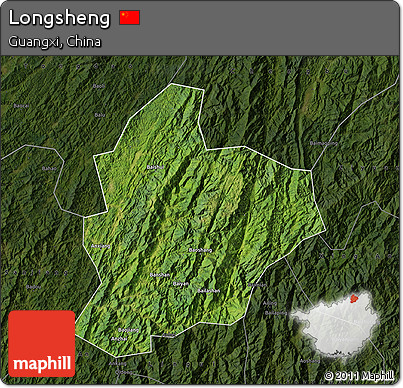 Satellite Map of Longsheng, darken