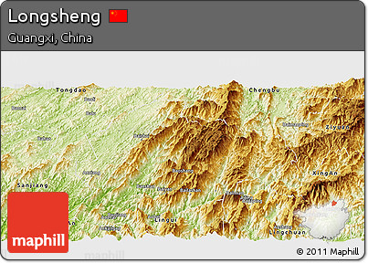 Physical Panoramic Map of Longsheng