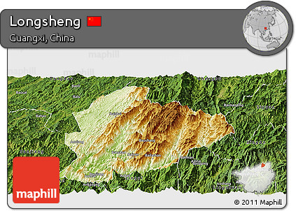 Physical Panoramic Map of Longsheng, satellite outside