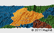 Political Panoramic Map of Longsheng, darken