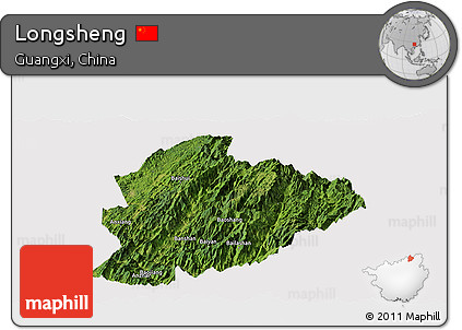 Satellite Panoramic Map of Longsheng, cropped outside