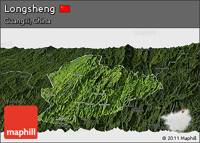 Satellite Panoramic Map of Longsheng, darken