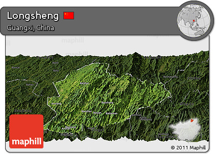 Satellite Panoramic Map of Longsheng, darken