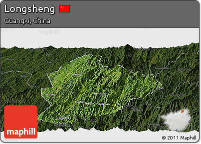 Satellite Panoramic Map of Longsheng, darken
