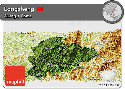 Satellite Panoramic Map of Longsheng, physical outside