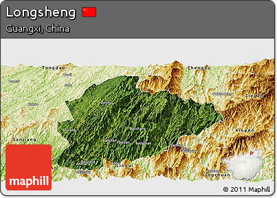 Satellite Panoramic Map of Longsheng, physical outside