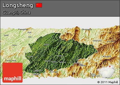 Satellite Panoramic Map of Longsheng, physical outside